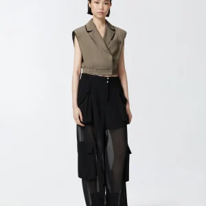 Pantaloni Sottocasa cargo in georgette trasparente