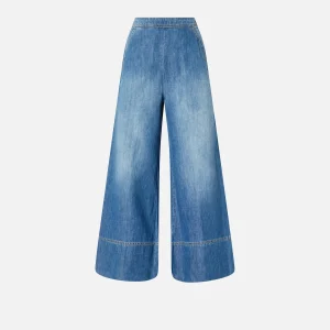 Pantalone Jeans palazzo in denim misto lino