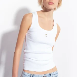 calcolatore Top canottiera a costine con logo LOVE BIRDS