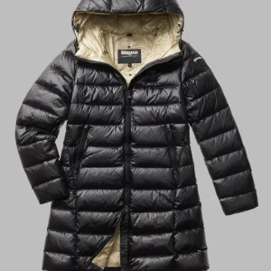Blauer Trench Lungo Nero