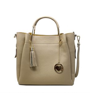 Borsa Grande a Mano da Donna in Pelle Dollaro Manici in Metallo – 34023.