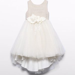 Abito cerimonia spalla larga tulle e coda Ragazza – Abel & Lula