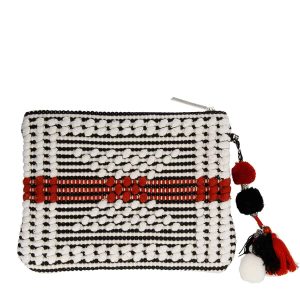 Gioseppo pochette in tessuto bianco,nero e rosso. Modello 45250