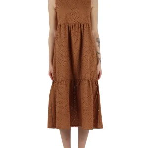 EMME MARELLA Abito midi NELSON in cotone con ricamo Sangallo