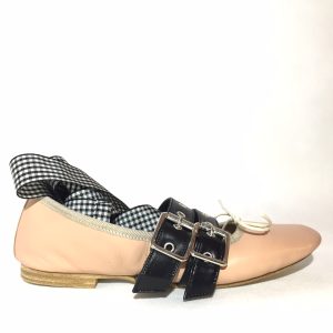 By A. 8878 Ballerina rosa nude fibbie- nastro vichy