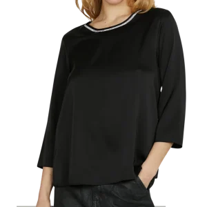 Blusa FUI m.3/4 girocollo con applicazione strass più goccia schiena – BLUSA – RELISH