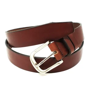 CINTURA IN CUOIO MARRONE COGNAC (fibbia argento)