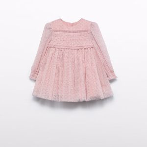 Abito manica lunga tulle e glitter Neonata – Abel & Lula