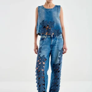 Top Denim Macramè Vicolo