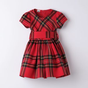 “Abito mezza manica quadri “”NATALE”” Bambina” – Ido