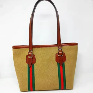 BORSA SHOPPING BAG IN CUOIO E CANVAS