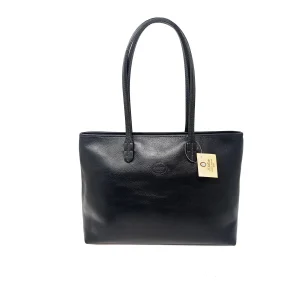 BORSA SHOPPER IN CUOIO TOTE BAG (blu avion)