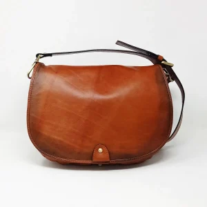 BORSA TRACOLLA CON PATTINA Cuoio (3 scomparti)