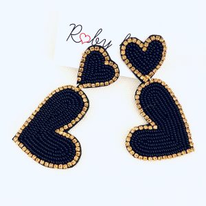 Roby b. orecchini perline black e gold a cuore