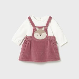 Salopette gonna velluto con maglia manica lunga Neonata – Mayoral New Born