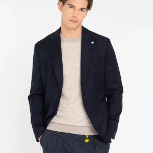 giacca nuvola flanella di lana stretch blu Manuel Ritz