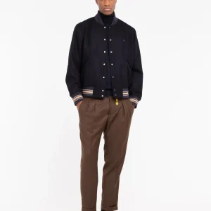 bomber panno diagonale misto lana blu