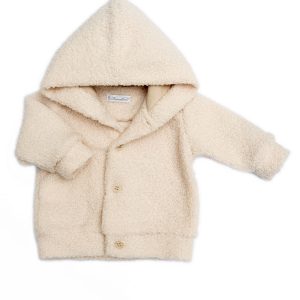 Cardigan bottoni con cappuccio teddy Neonato – Barcellino