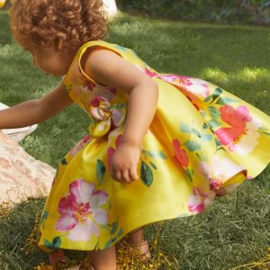 Abito spalla larga fiori Neonata – Abel & Lula