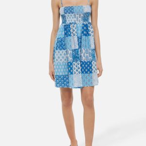 Abito Hawa in cotone con corpetto ricamato a punto smock