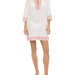 Abito tunica Macha in lino con stampa coralli