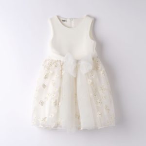 Abito giromanica tulle con cinta Bambina – Ido