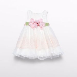 Abito cerimonia spalla larga ricamato fiori Neonata – Abel & Lula