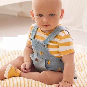 Salopette bermuda effetto jeans + maglia mezza manica Neonato – Mayoral New Born