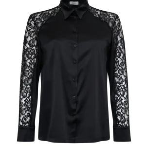 Camicia in raso e pizzo