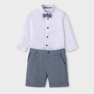 Completo bermuda + camicia manica lunga e papillon Bambino – Abel & Lula
