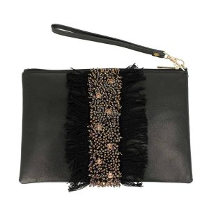 Gioseppo pochette nera, dettaglio perline. Modello 44925