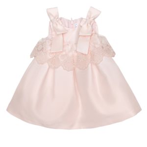 Abito spalla larga fiocchi e pizzo Neonata – Barcellino