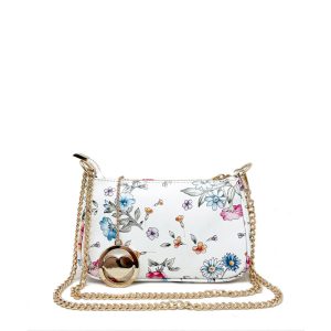 Borsa Clutch Floreale Piccola a Spalla da Donna con catena – K057.