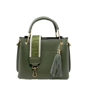 Borsa Media a Mano da Donna in Pelle Dollaro Manici in Metallo – k067.