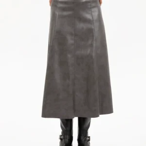Gonna midi ecopelle grigia Kaos
