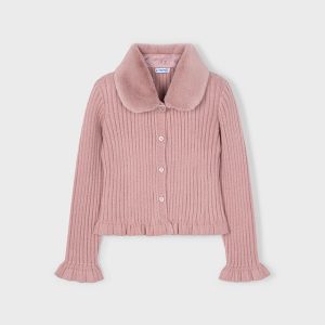 Cardigan bottoni colletto pelliccia Bambina – Mayoral