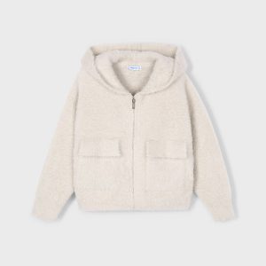 Cardigan zip e cappuccio pelliccetta Bambina – Mayoral