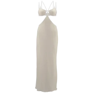 Abito lungo in twill gold