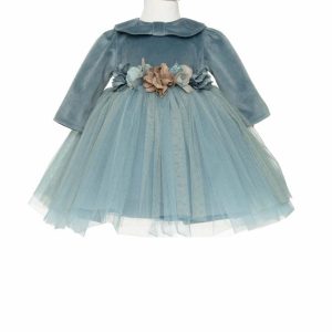 Abito manica lunga ciniglia e tulle Neonata – Marlu’