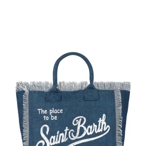Borsa a spalla Vanity in canvas di cotone indaco Saint Barth