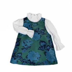 Abito spalla larga cerimonia con blusa manica lunga Neonata – Barcellino