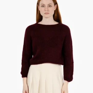 Maglioncino crop in lana bordeaux